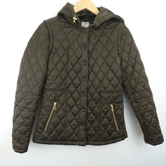 Tristan Womens Coat Medium Brown Diamond Quilted Removable Arms and Hood Jacket - Picture 1 of 16